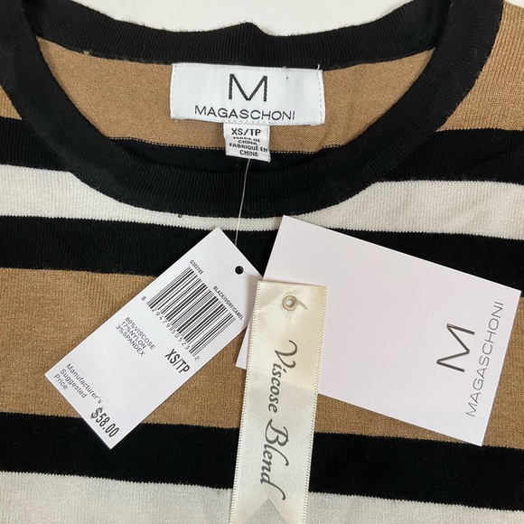 Magaschoni Long Sleeves Black & Ivory Blouse XS - Picture 6 of 8